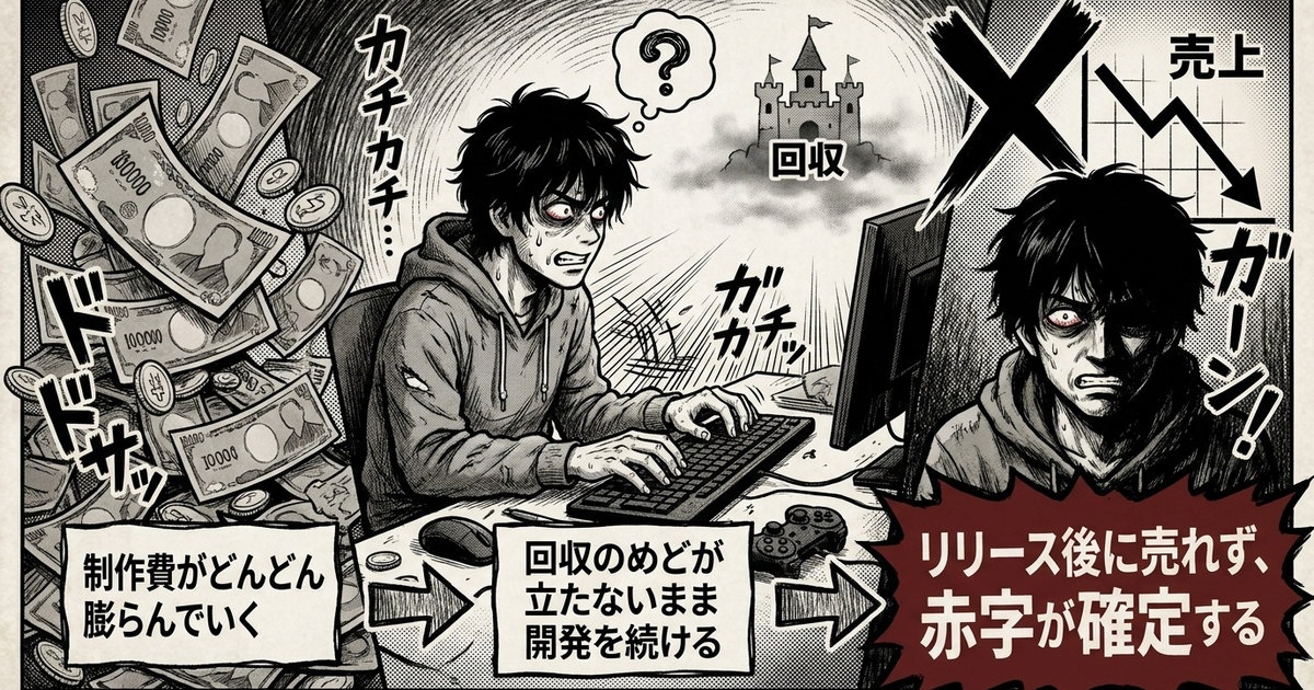 制作費100万円が回収できる根拠を持たないまま開発を続けている